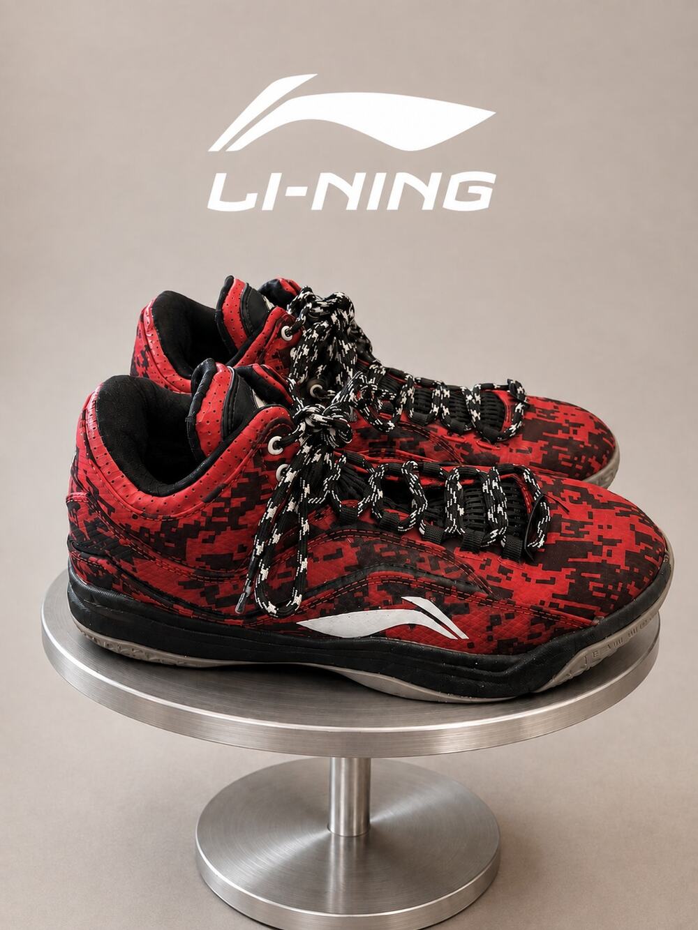 Li-Ning ABPK011-3 Red Black High Top Basketball Shoes Men’s 10